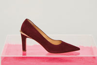 Edwina High Heel Stiletto Pump in Bordeaux Suede