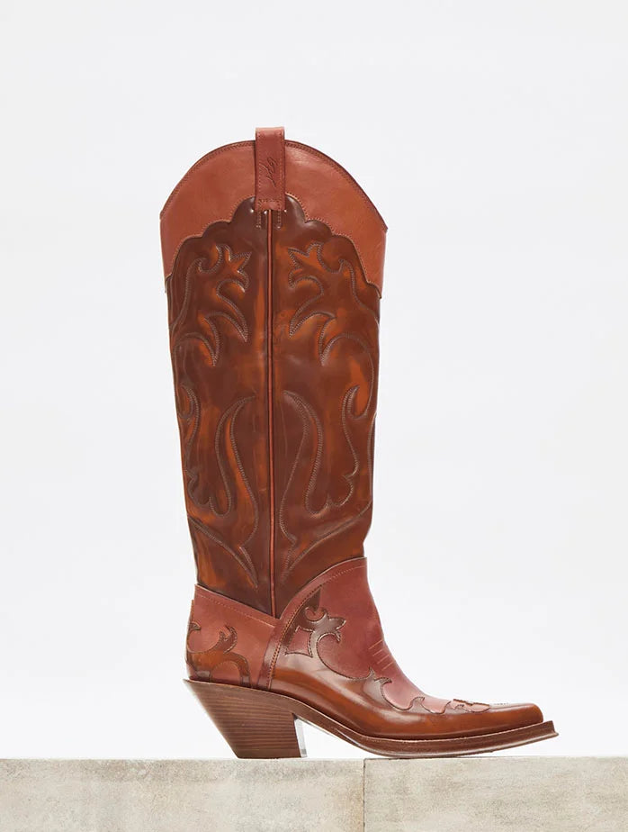 Capitana Cowboy Boot in Cognac Leather