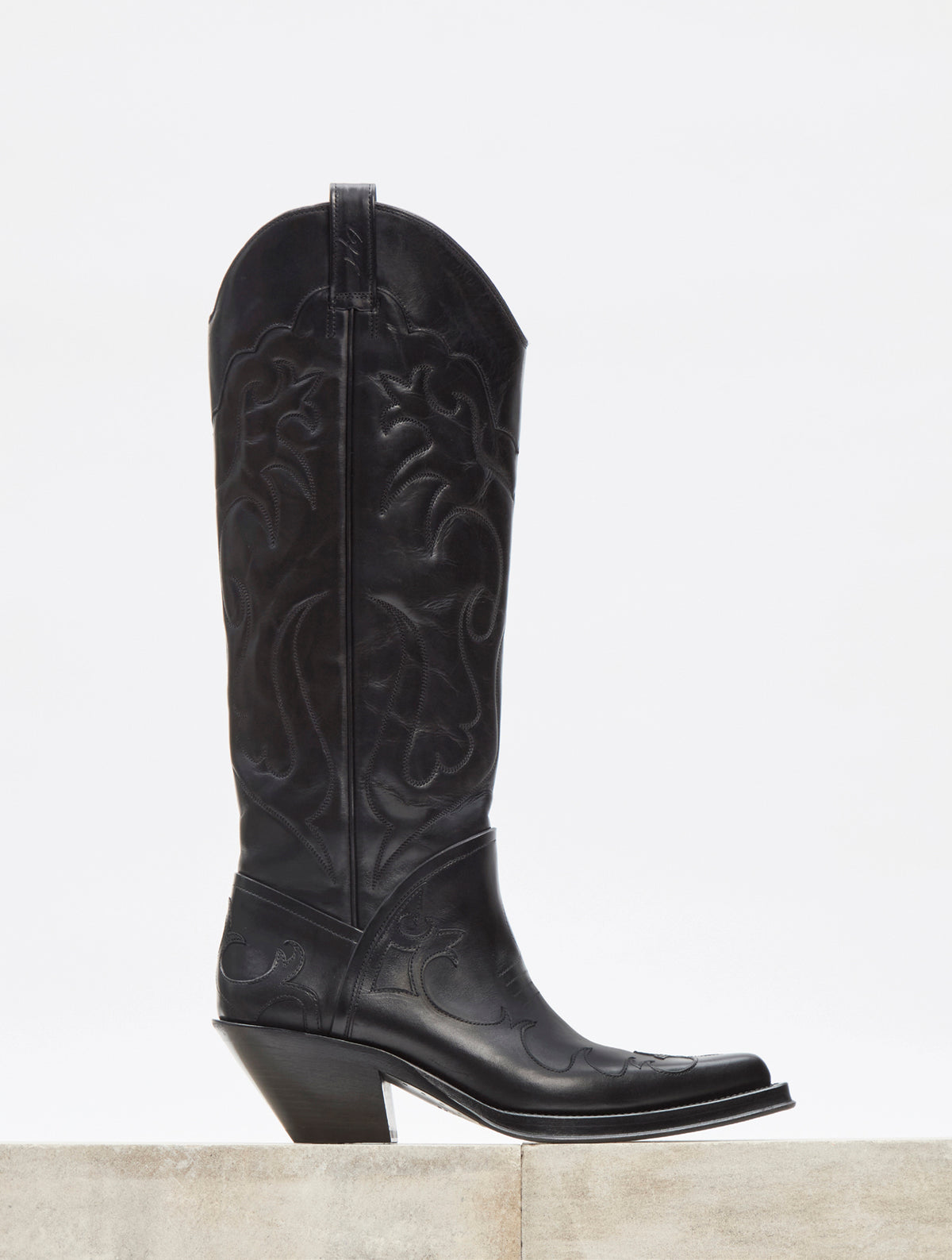 Capitana Cowboy Boot in Black Leather