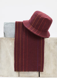 Kiran Bucket Hat in Burnt Sienna Multi Pinstripe Wool Cashmere