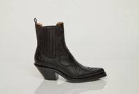 Cassidy Cowboy Ankle Boot in Black Leather
