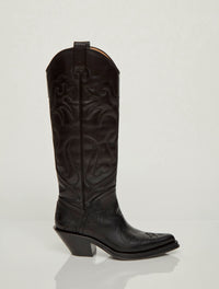 Capitana Cowboy Boot in Black Leather