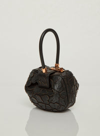 Demi Embroidered Leaves Bag in Black Nappa Leather