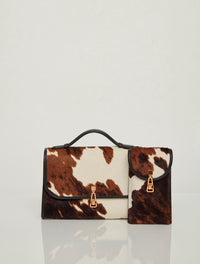 Medium Leonora Flap Bag in Ivory Cognac Multi Pony Hair