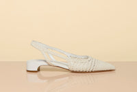 Perro Braided Slingback Pump in White Leather