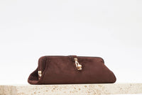 Paola Clutch in Dark Brown Suede