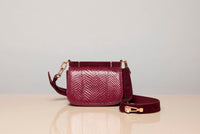 Small Dern Crossbody Bag in Bordeaux Snakeskin & Suede