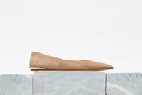 Fleur Ballerina Flat Shoe in Dark Sand Suede