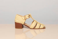 Lyle Block Heel Pump Sandal in Natural Raffia