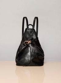 Vintage No.3 Backpack in Black Nappa Leather & Snakeskin