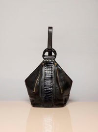 Vintage No.1 Backpack in Black Nappa & Crocodile Leather