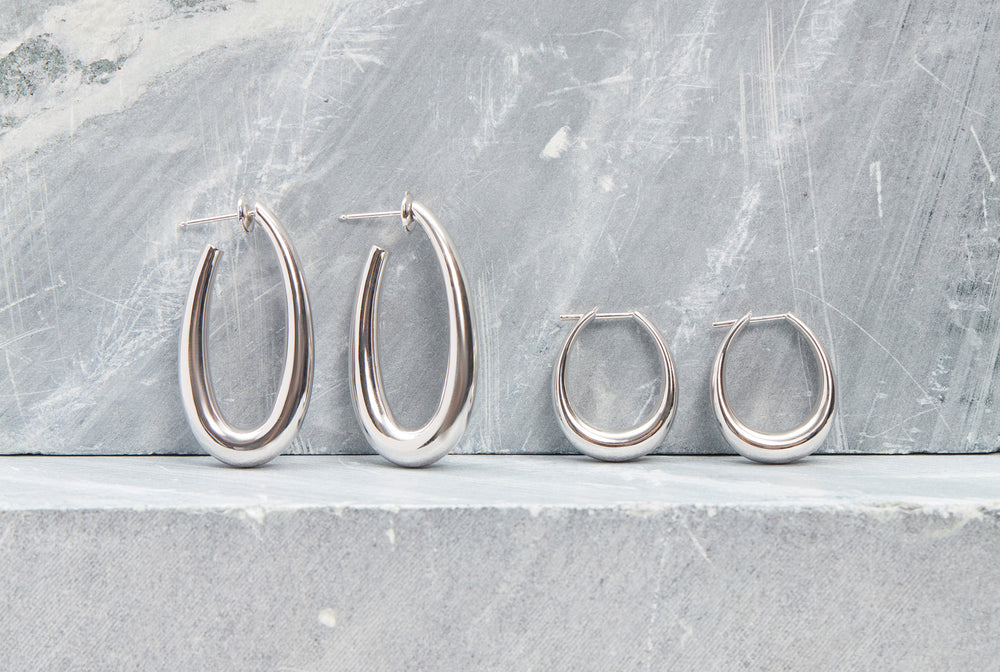 Small Drop Earrings in 18K White Gold