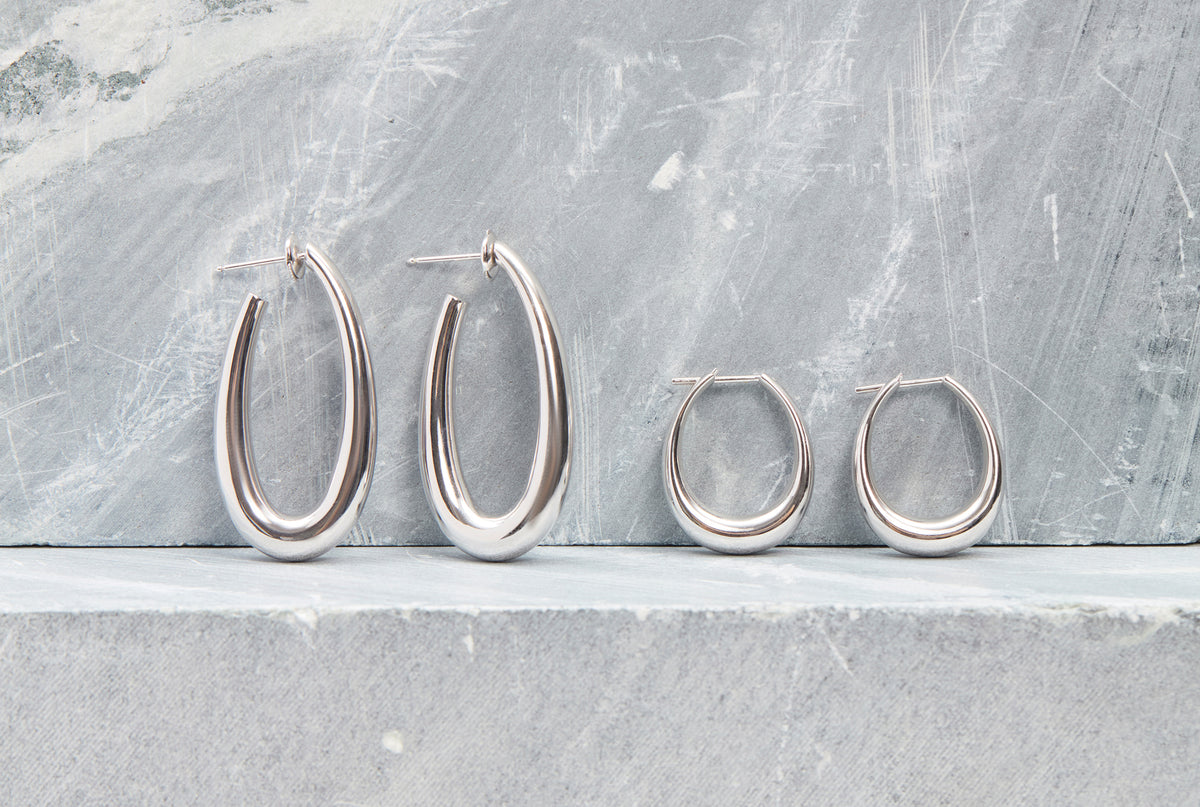 Small Drop Earrings in 18K White Gold