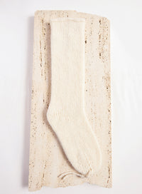 Nikola Knit Socks in Ivory Cashmere