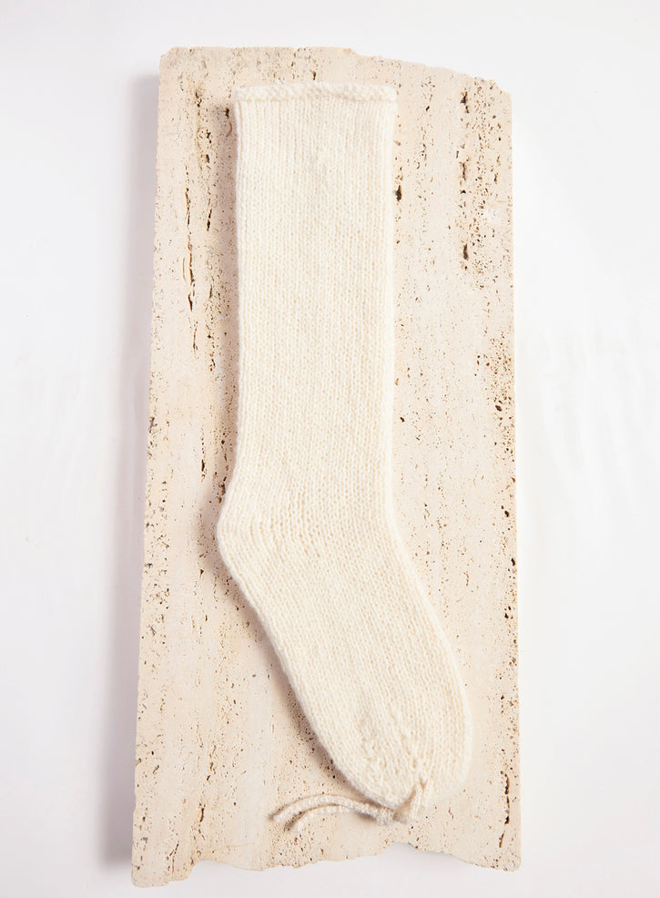 Nikola Knit Socks in Ivory Cashmere