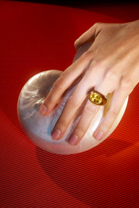 Yellow Sapphire Ring in 18K Yellow Gold, Rosewood and Yellow Sapphire
