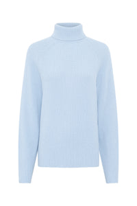 Wigman Knit Turtleneck Sweater in Light Blue Cashmere