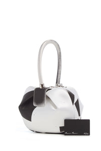 Black White Satin Nina Bag Hand-Painted Art Collaboration - Front View | Gabriela Hearst