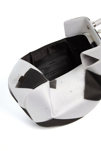 Black White Satin Nina Bag Interior Black Lining - Open View | Gabriela Hearst