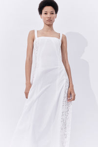 Lenya Lace Midi Dress in White Sea Island Cotton