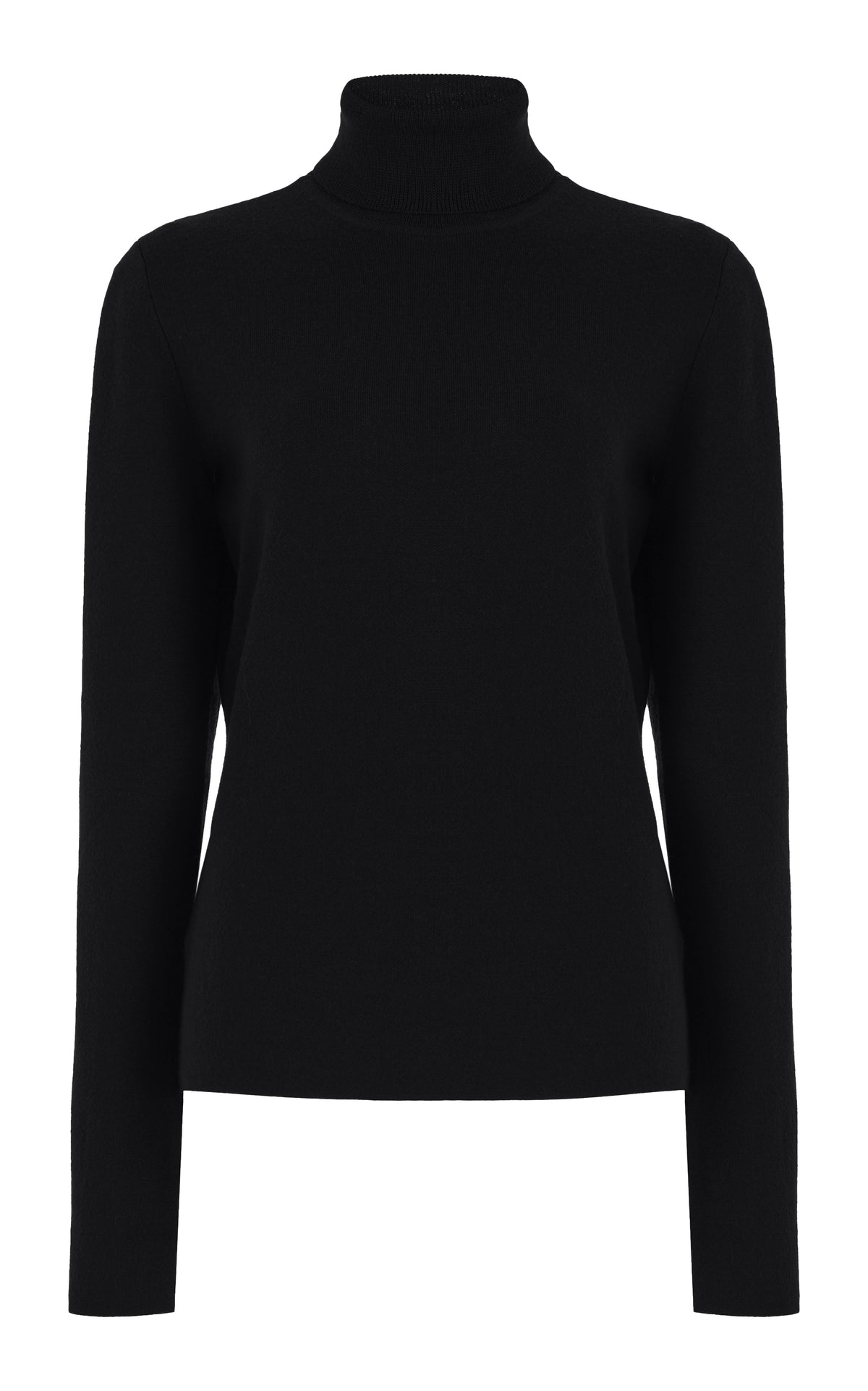 May Knit Turtleneck in Black Merino Wool Cashmere