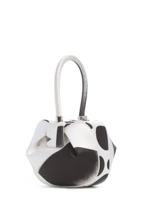 Black White Satin Nina Bag Hand-Painted Abstract Pattern - Three Quarter View | Gabriela Hearst