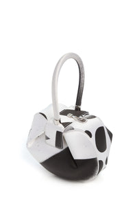 Black White Satin Nina Bag Abstract Pattern - Left Side View | Gabriela Hearst