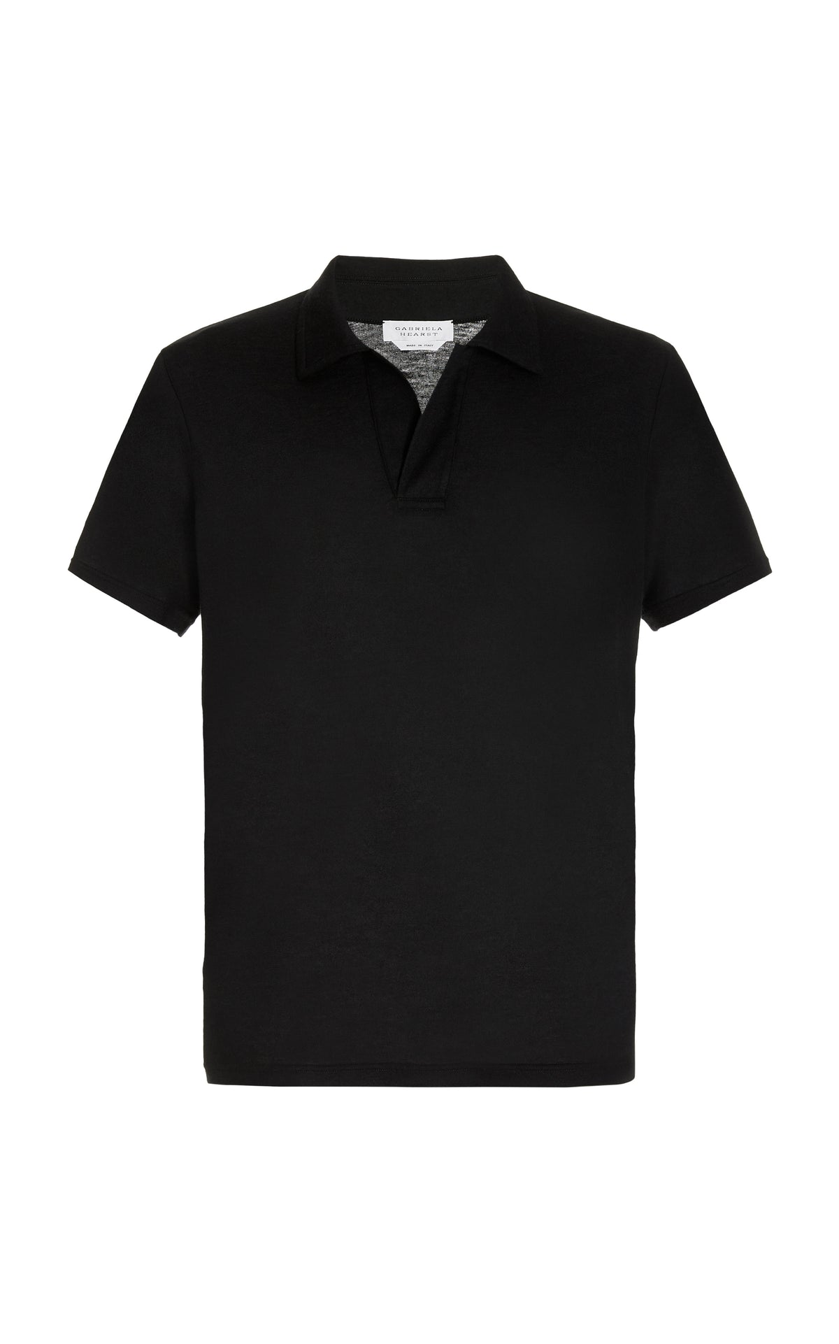 Jaime Short Sleeve Polo in Black Cotton