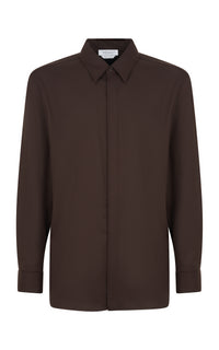 Nicolas Shirt in Chocolate Superfine Wool