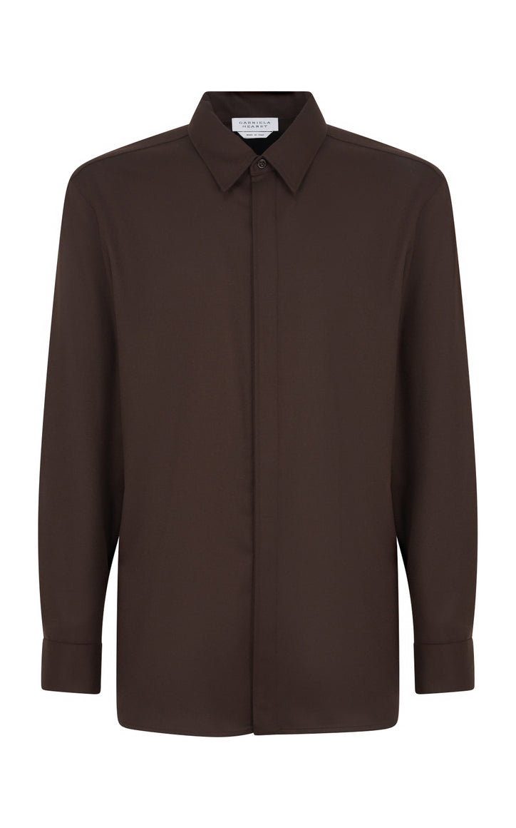 Nicolas Shirt in Chocolate Superfine Wool