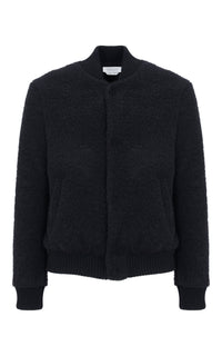 Brandon Bomber Jacket in Black Cashmere Boucle