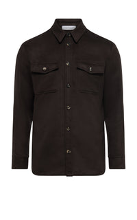 ルーカス オーバーシャツ チョコレート ウィンターシルク