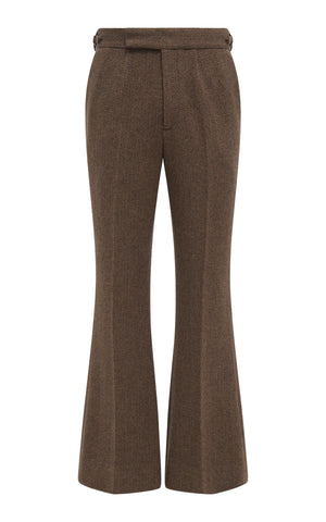Stevie Pant in Chocolate Multi Virgin Wool Cashmere Herringbone