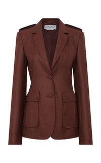 Louisa Blazer in Burnt Sienna Wool Cashmere Flannel