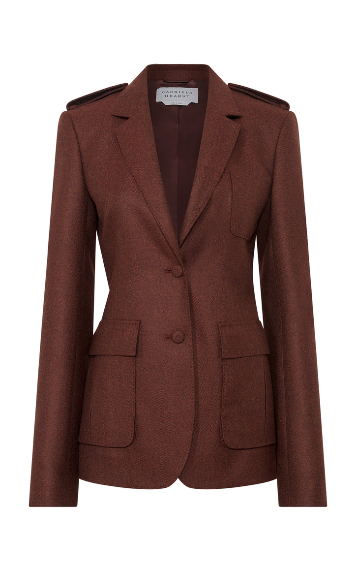 Louisa Blazer in Burnt Sienna Wool Cashmere Flannel
