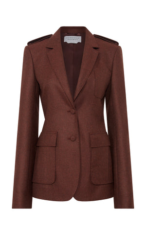 Louisa Blazer in Burnt Sienna Wool Cashmere Flannel