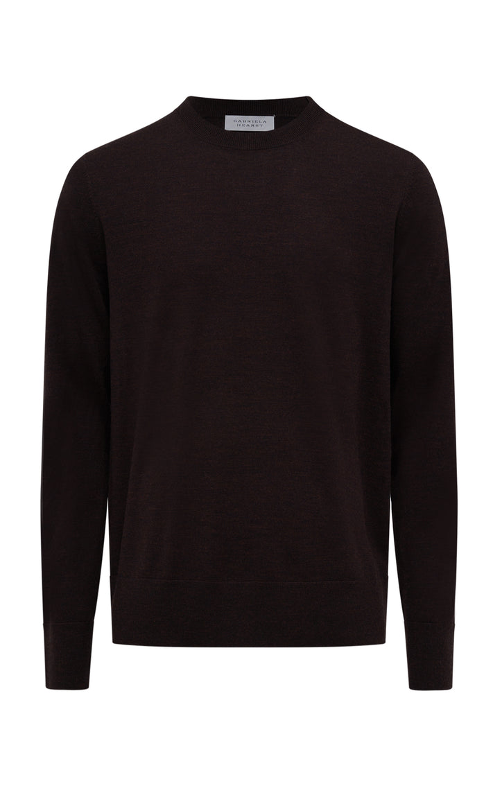 Palco Knit Sweater in Chocolate Merino Wool