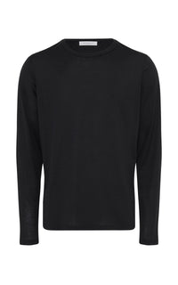 Owen Long Sleeve T-Shirt in Black Cashmere Jersey