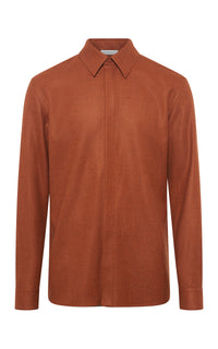 Abbe Shirt in Rust Wool Cashmere Flannel