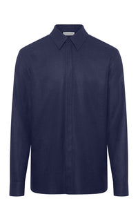 Abbe Shirt in Navy Wool Cashmere Flannel