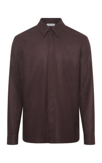 Abbe Shirt in Burnt Sienna Wool Cashmere Flannel
