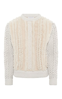 Talus Knit Pullover in Ivory Cashmere & Shearling