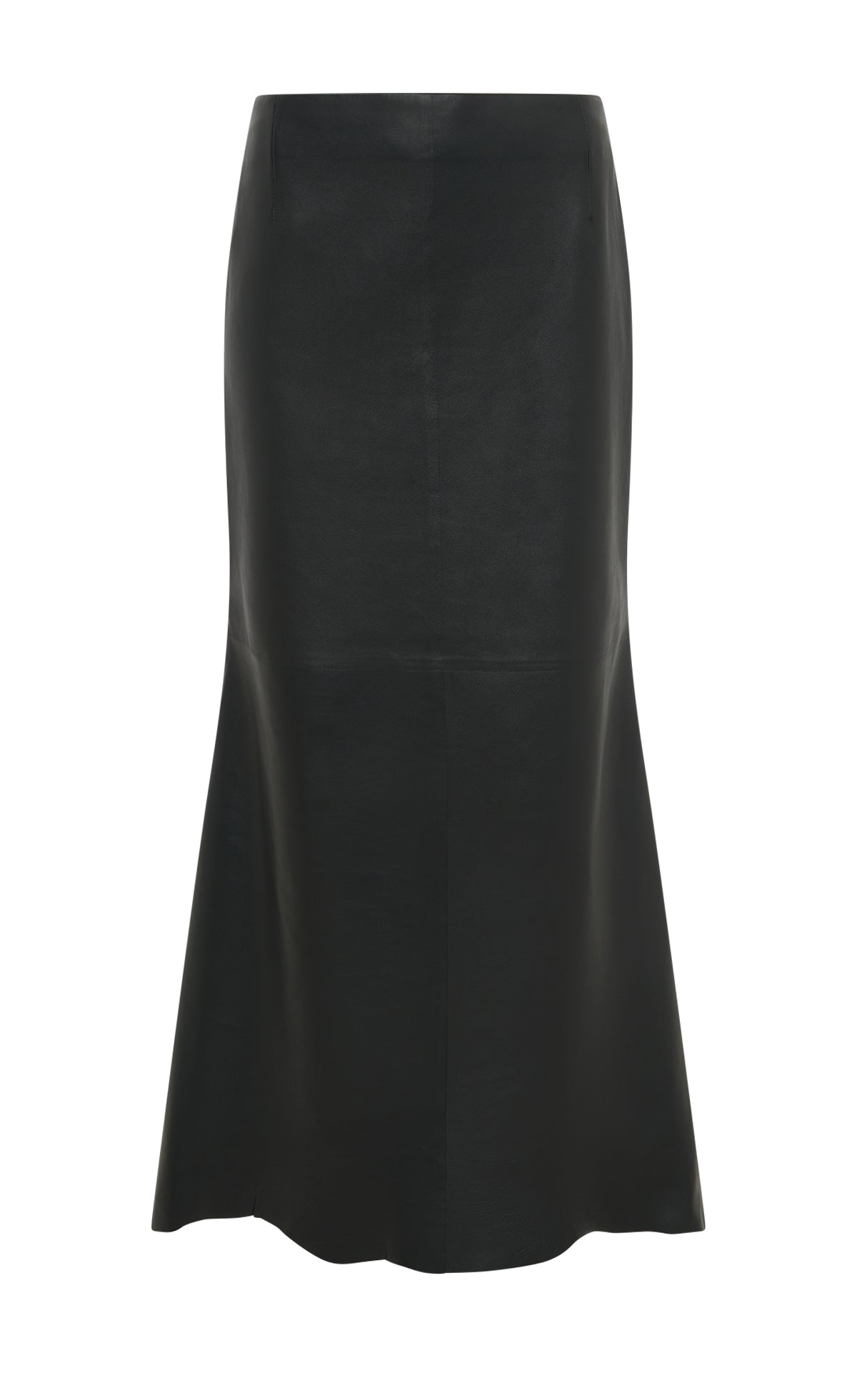 Edwardo Raw Cut Midi Skirt in Black Soft Leather
