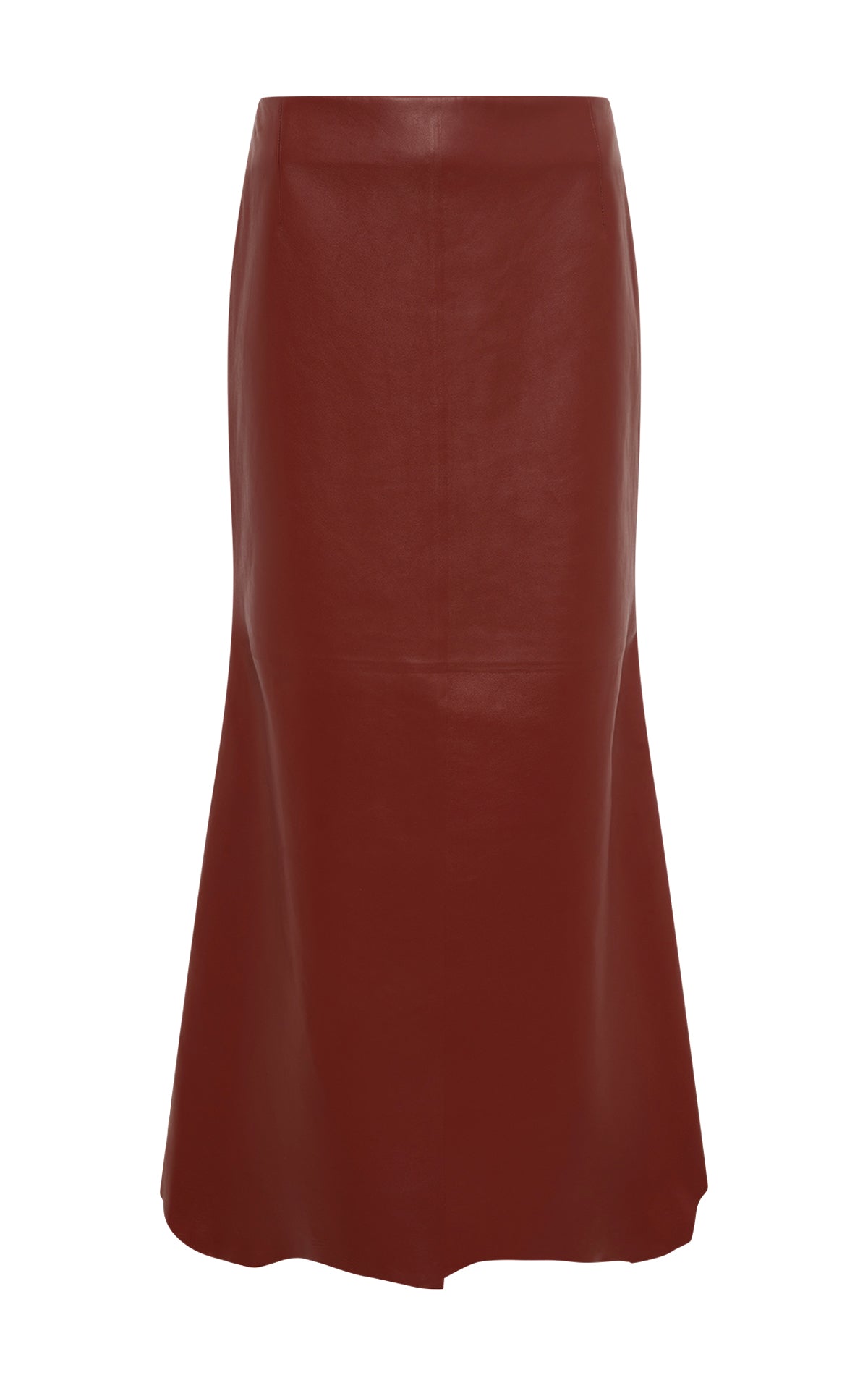 Edwardo Raw Cut Midi Skirt in Burnt Sienna Soft Leather