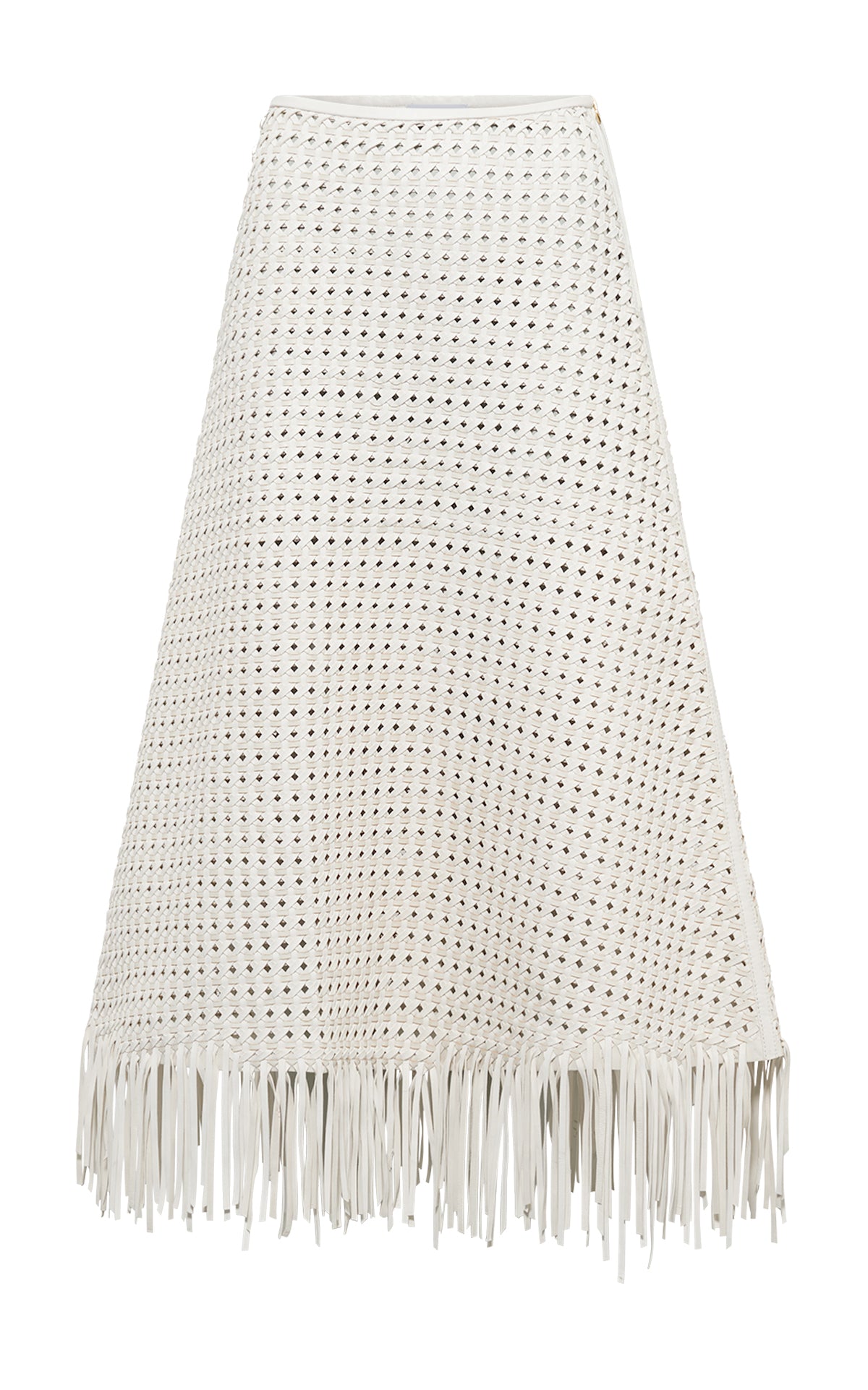 Bennie Midi Skirt in White Woven Leather