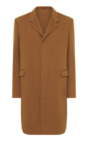 Peter Coat in Yellow Ochre Double-Face Recycled Cashmere