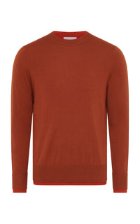 Wells Knit Sweater in Rust & Antelope Orange Cashmere Silk