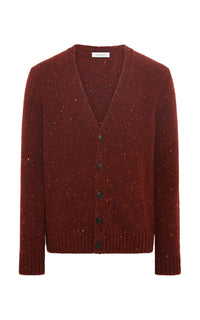 Ailis Knit Cardigan in Burnt Sienna Multi Speckle Cashmere