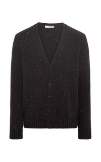 Ailis Knit Cardigan in Charcoal Multi Speckled Aran Cashmere