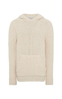 Aditi Knit Hoodie in Ivory Cashmere Boucle